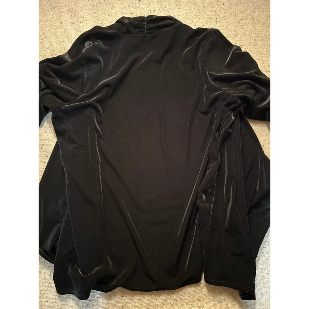 Susan Graver Velvet Open Drape Cardigan Women’s Black Large Scrunch Sleeve - Picture 6 of 7